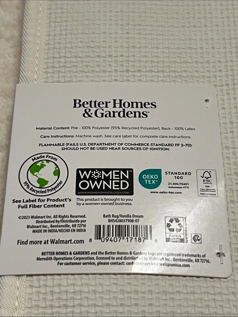 NWT Better Homes & Gardens Ultra Soft Polyester Bath Rug, 20